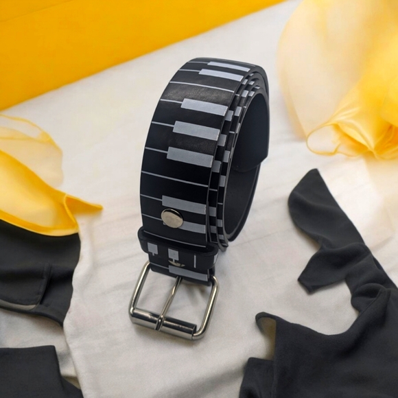 Genuine Leather belt with Piano Keys - Picture 1 of 4